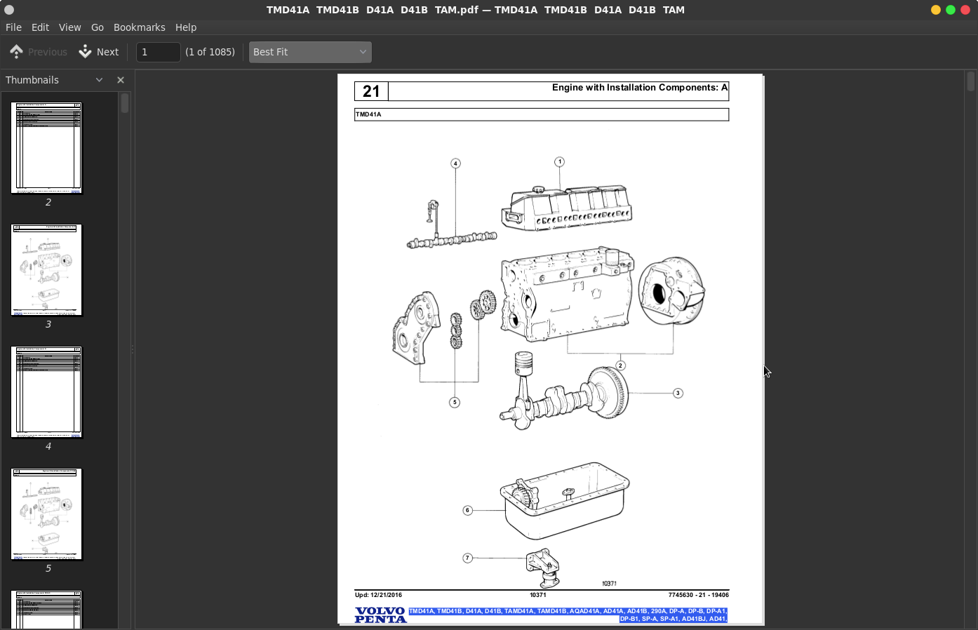 Volvo Penta Marine Disel Engines TMD41A, TMD41B, D41A, D41B, TAMD41A ...